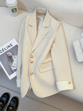 Blazer Feminino Manga Longa Outono Inverno Botão Único Sólido Casual Chique Arasco