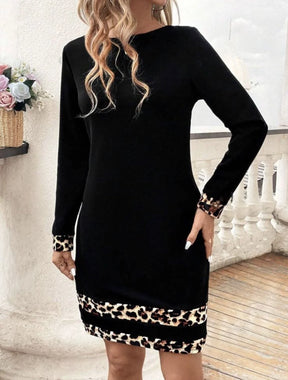 Vestido Feminino Outono Inverno Manga Longa Estampa Animal Print Arasco