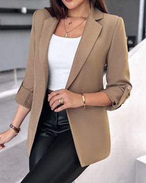 Blazer Feminino Elegante Manga Longa Botão Decoração Terno Jaqueta Arasco