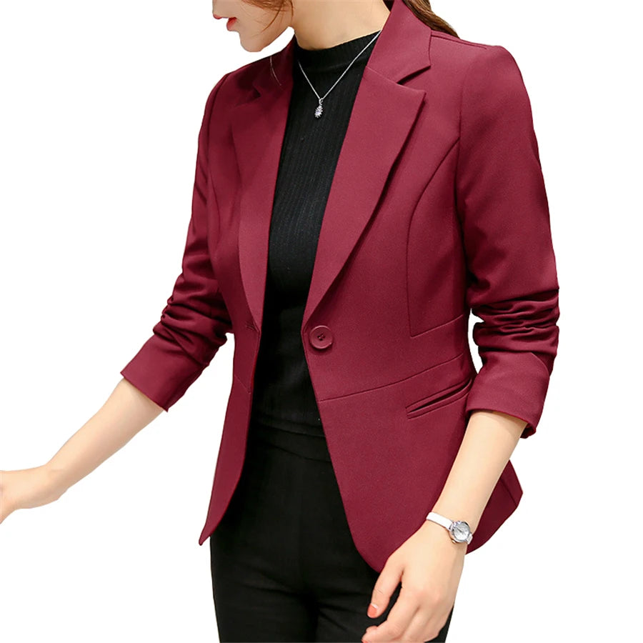 Blazer Feminino Manga Longa Slim Bolsos Escritório Jaqueta Arasco