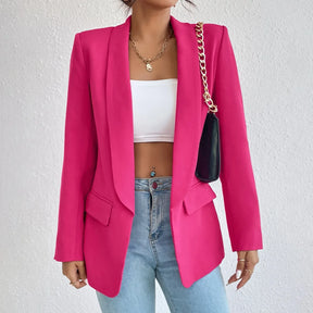 Blazer Feminina Primavera Poliester Algodão Manga Longa Blazer Escritório Arasco