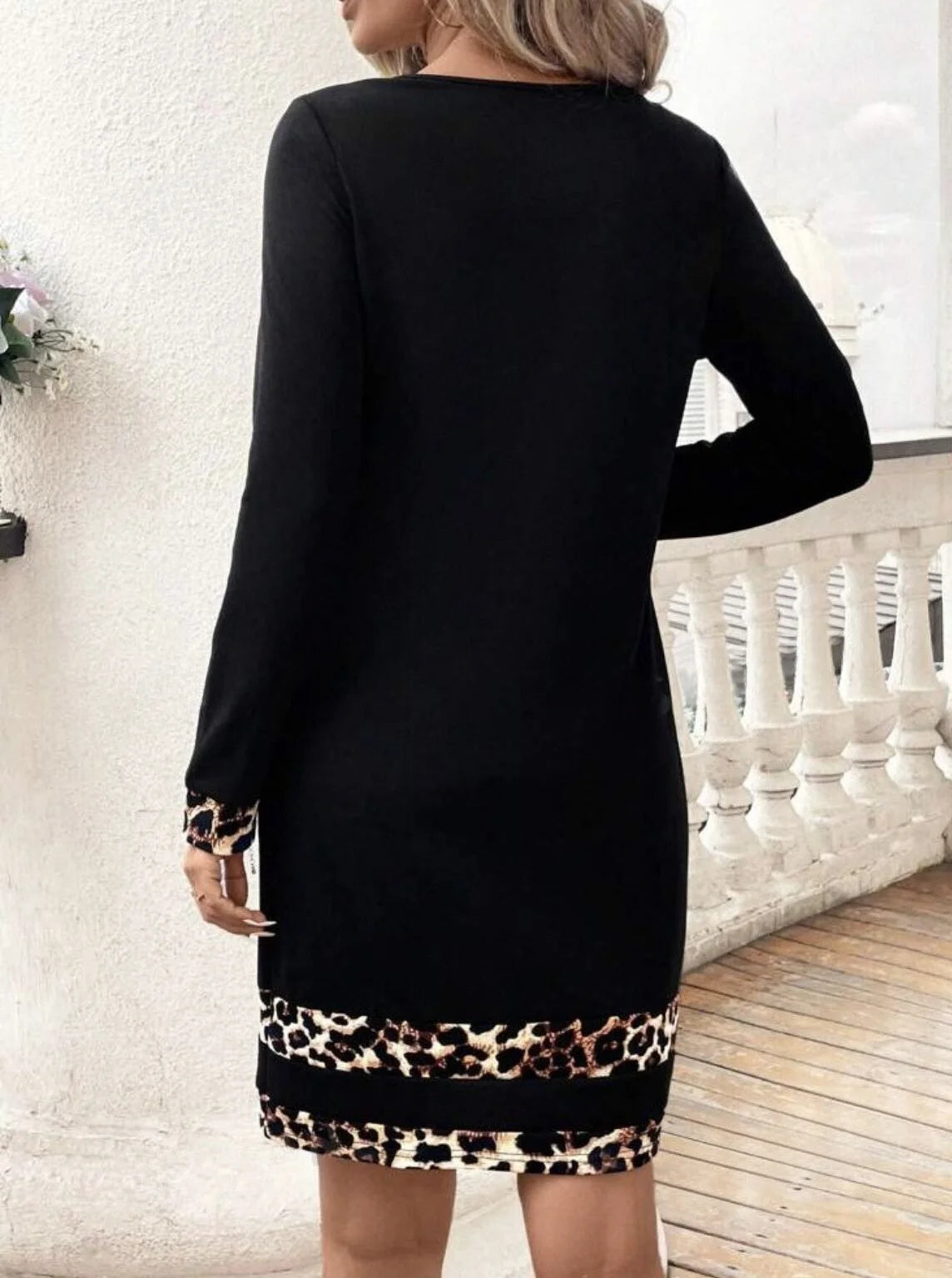 Vestido Feminino Outono Inverno Manga Longa Estampa Animal Print Arasco